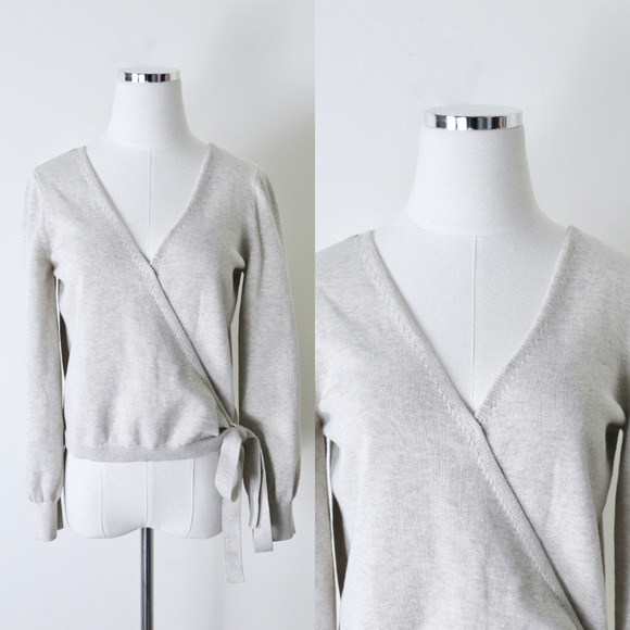 VETTA Sweaters - Vetta Size XS Classic Wrap Sweater Convertible Cardigan Organic Cotton Oatmeal